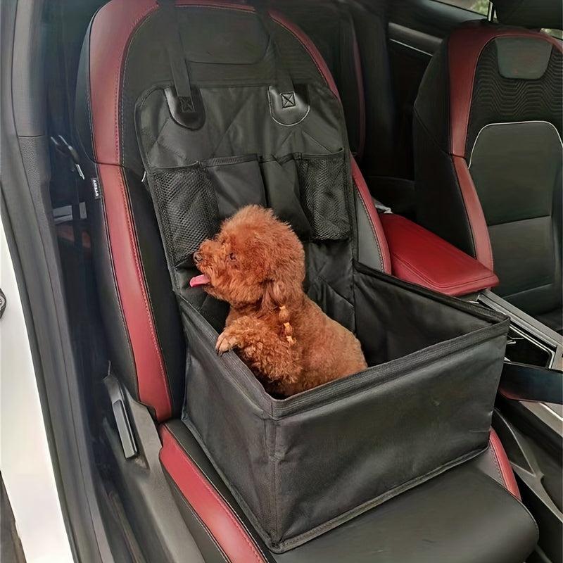 Foldable Cat Carrier w/ Seat Belt Grey Patterned Travel Bag for Front Car Seat