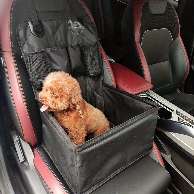 Foldable Cat Carrier w/ Seat Belt Grey Patterned Travel Bag for Front Car Seat