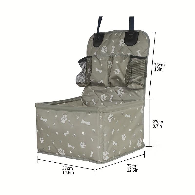 Foldable Cat Carrier w/ Seat Belt Grey Patterned Travel Bag for Front Car Seat