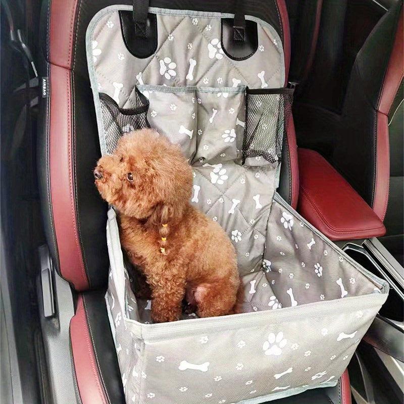 Foldable Cat Carrier w/ Seat Belt Grey Patterned Travel Bag for Front Car Seat