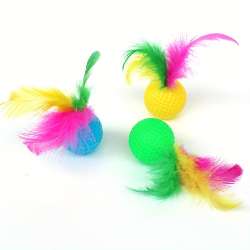 Interactive Cat Toys Set Feather Golf Rustling Teasing Ball Scratching Ball