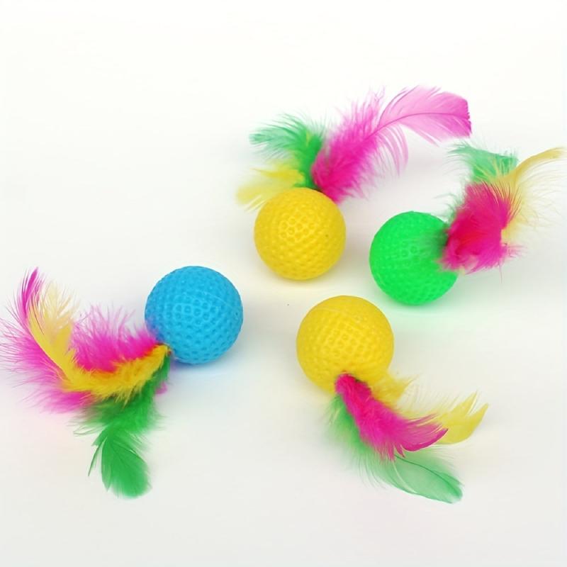Interactive Cat Toys Set Feather Golf Rustling Teasing Ball Scratching Ball