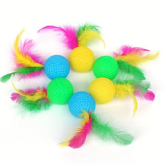 Interactive Cat Toys Set Feather Golf Rustling Teasing Ball Scratching Ball