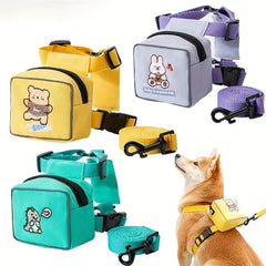 Dog Cartoon Backpack Harness Leash for Training Walking