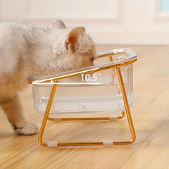 Elevated Transparent Pet Cat Bowl with Stand