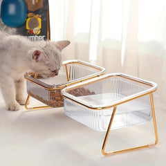 Elevated Transparent Pet Cat Bowl with Stand