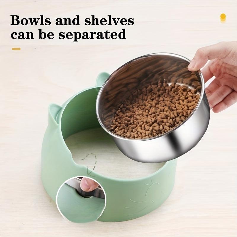 Elevated Stainless Steel Pet Bowl Raised Tilted Dog Food And Water Bowl