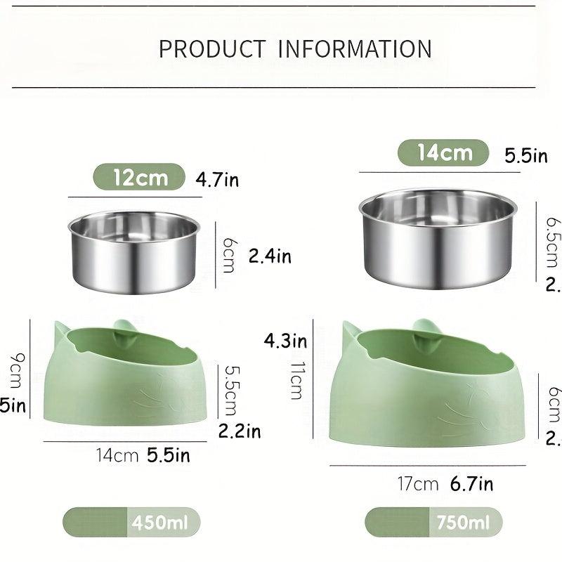 Elevated Stainless Steel Pet Bowl Raised Tilted Dog Food And Water Bowl