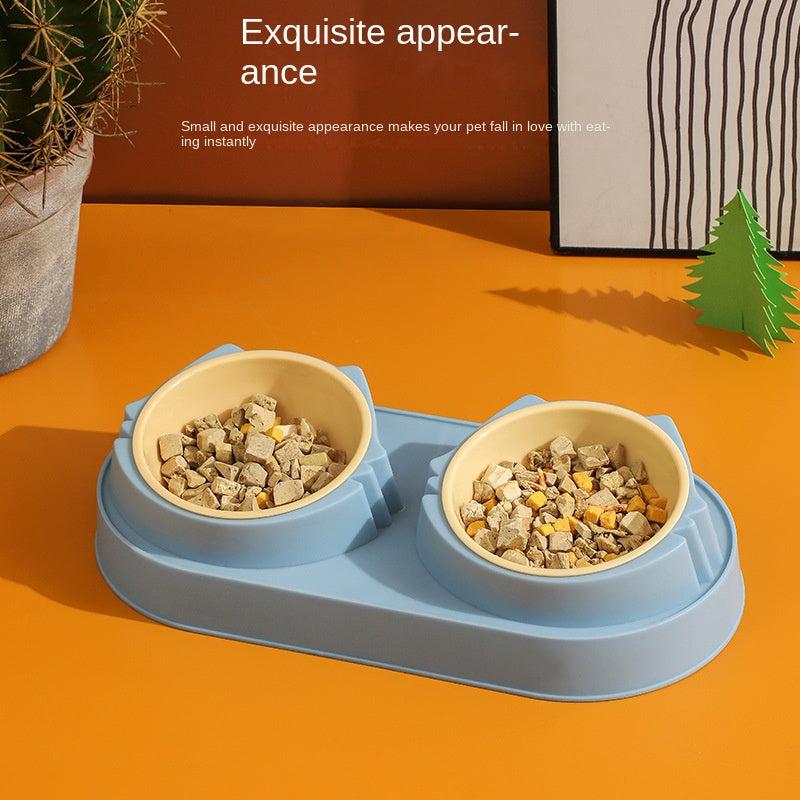 Double Bowl Pet Food Bowl with Anti Fall Design