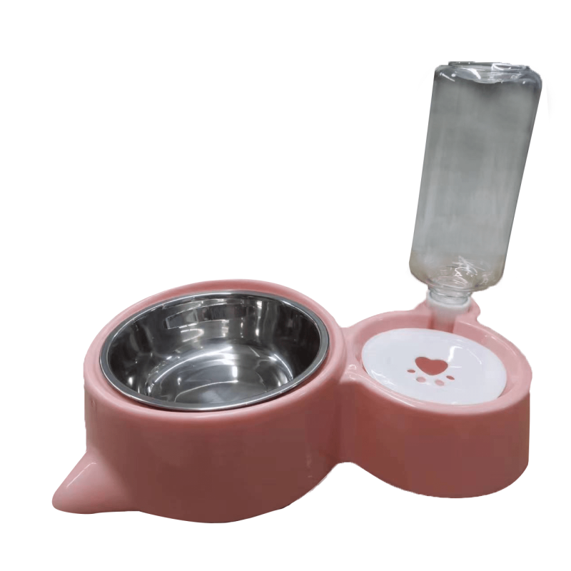 Double Dog Cat Bowls Water/Food Bowl Set with Stainless Steel Bowl