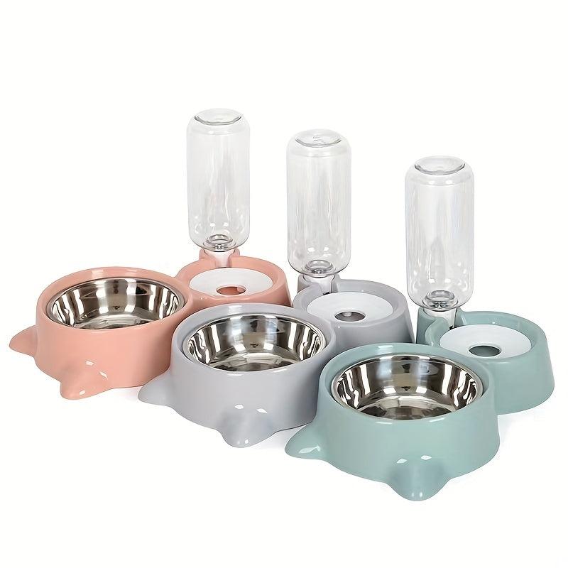 Double Dog Cat Bowls Water/Food Bowl Set with Stainless Steel Bowl
