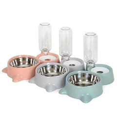 Double Dog Cat Bowls Water/Food Bowl Set with Stainless Steel Bowl