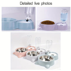 Double Dog Cat Bowls Water/Food Bowl Set with Stainless Steel Bowl