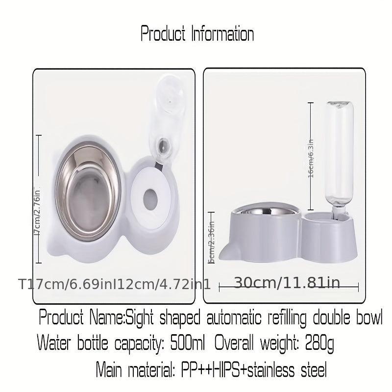 Double Dog Cat Bowls Water/Food Bowl Set with Stainless Steel Bowl