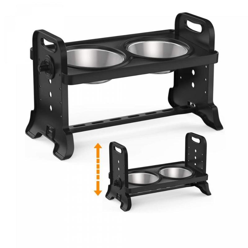 Adjustable Raised Double Pet Food Bowls for Cats & Dogs