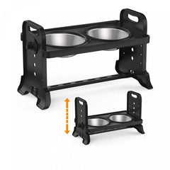 Adjustable Raised Double Pet Food Bowls for Cats & Dogs