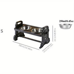 Adjustable Raised Double Pet Food Bowls for Cats & Dogs