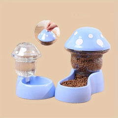 Automatic Mushroom Cat Food Feeder Water Dispenser Set