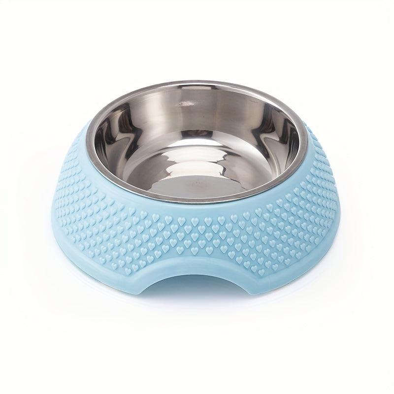 Non Slip Heart Shaped Dog Bowl - Stainless Steel Pet Feeding Basin