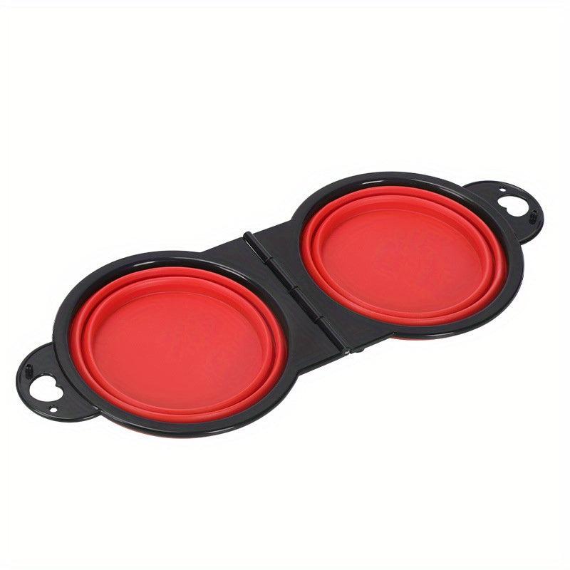 Collapsible Dog Double Bowl Portable Silicone Pet Food & Water Bowl