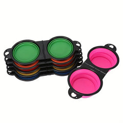 Collapsible Dog Double Bowl Portable Silicone Pet Food & Water Bowl