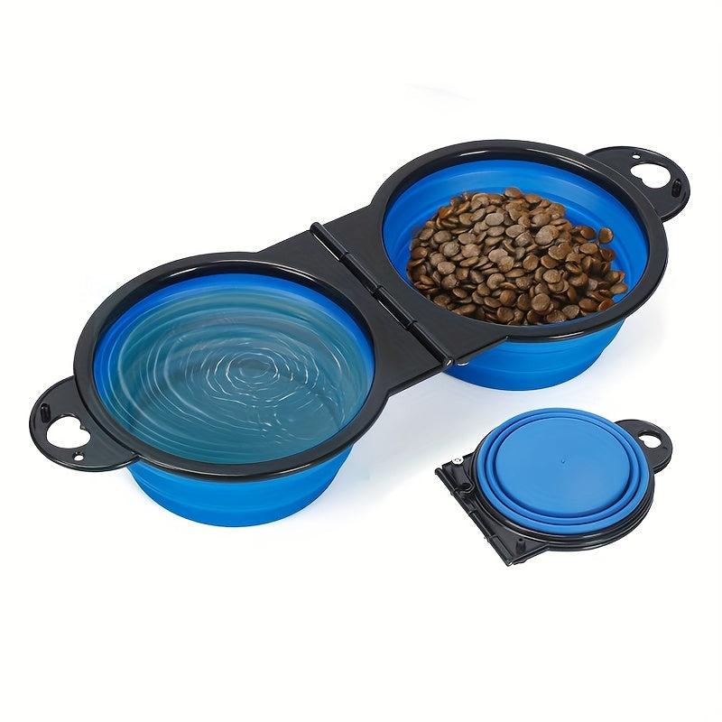 Collapsible Dog Double Bowl Portable Silicone Pet Food & Water Bowl