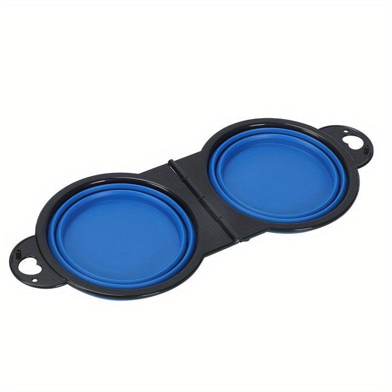 Collapsible Dog Double Bowl Portable Silicone Pet Food & Water Bowl
