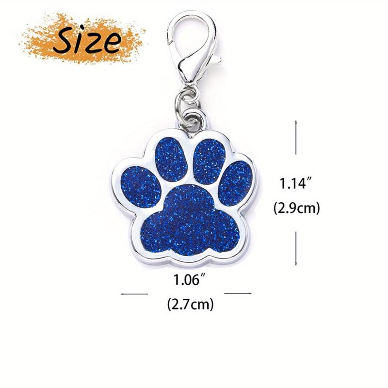 Glitter Paw Print Dog ID Tag Custom Engraved