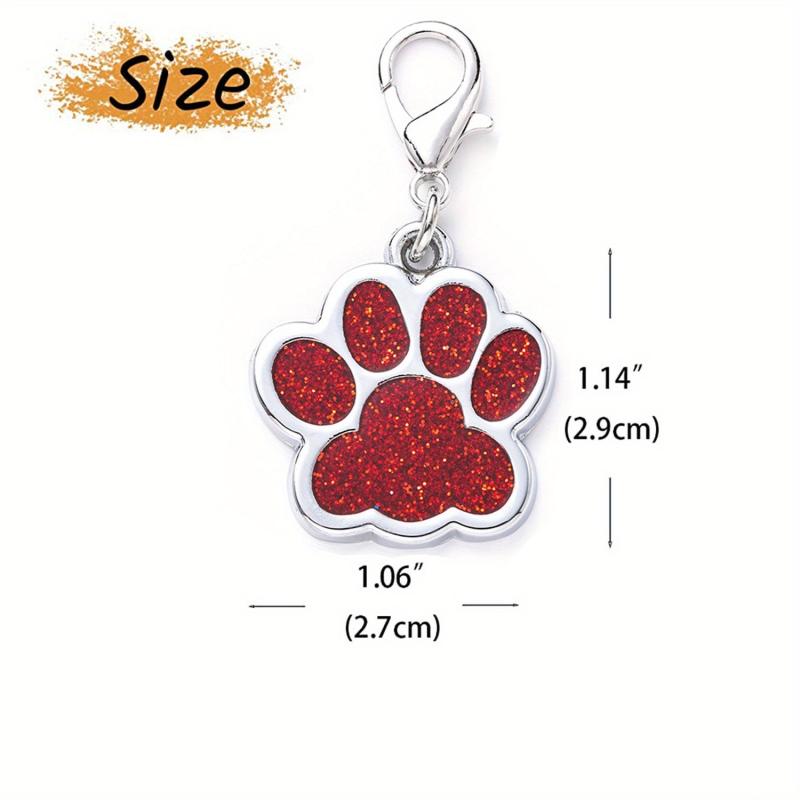Glitter Paw Print Dog ID Tag Custom Engraved