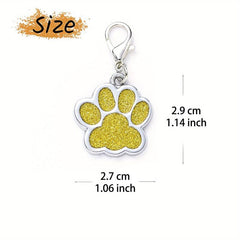 Glitter Paw Print Dog ID Tag Custom Engraved