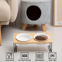 Non Slip Ceramic Pet Food Bowls with High Platform for Cats and Dogs