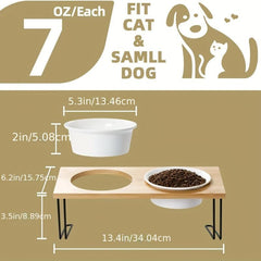Non Slip Ceramic Pet Food Bowls with High Platform for Cats and Dogs