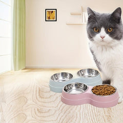 Stainless Steel Double Pet Bowls for Food & Water - Dog/Cat