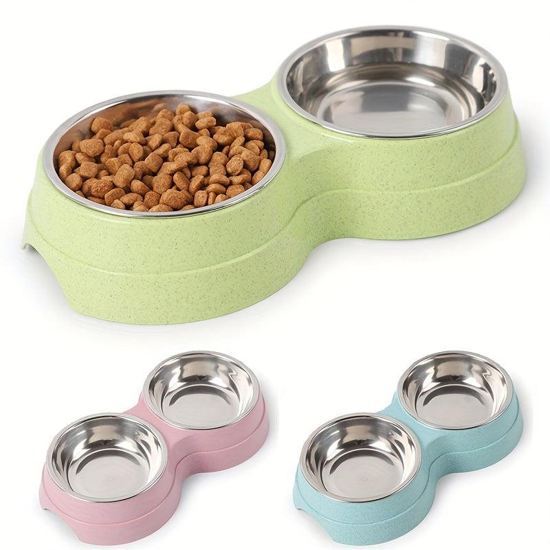 Stainless Steel Double Pet Bowls for Food & Water - Dog/Cat