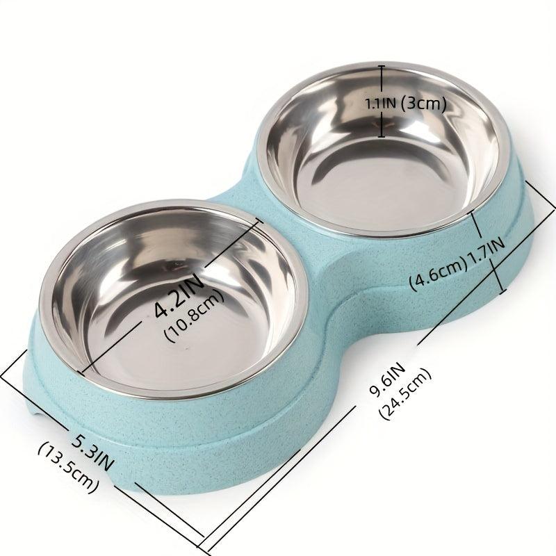 Stainless Steel Double Pet Bowls for Food & Water - Dog/Cat