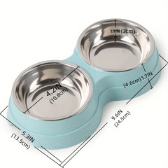 Stainless Steel Double Pet Bowls for Food & Water - Dog/Cat