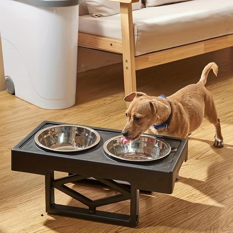 Adjustable Elevated Double Pet Bowls - Small/Medium Dogs