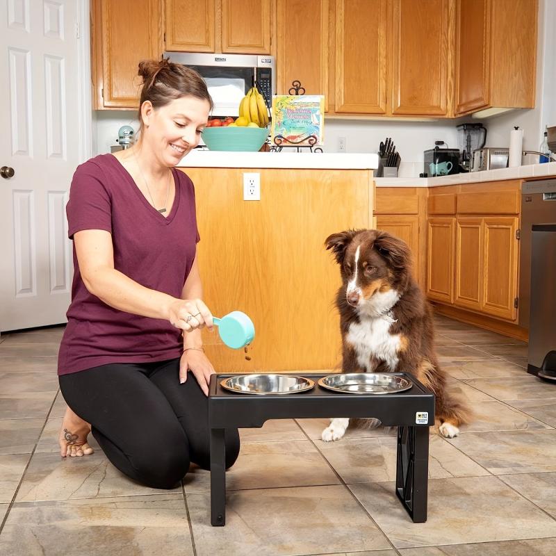 Adjustable Elevated Double Pet Bowls - Small/Medium Dogs