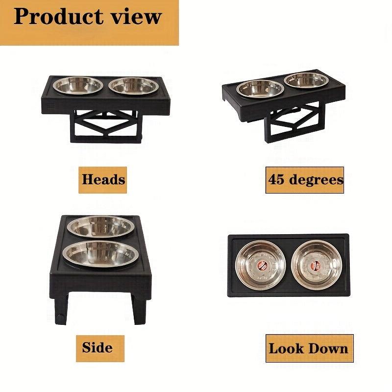 Adjustable Elevated Double Pet Bowls - Small/Medium Dogs