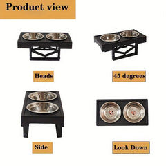 Adjustable Elevated Double Pet Bowls - Small/Medium Dogs