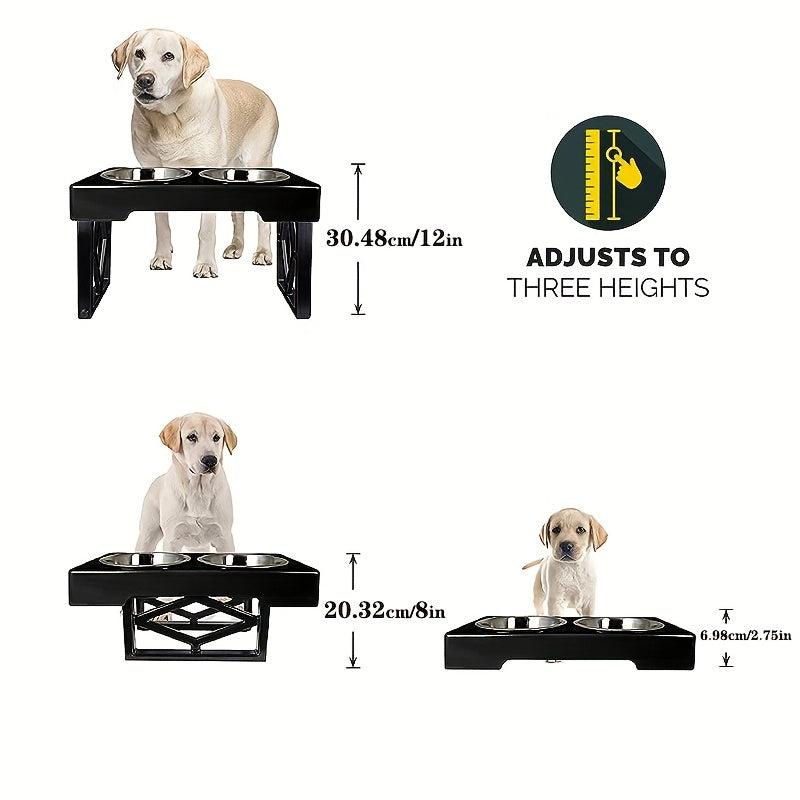Adjustable Elevated Double Pet Bowls - Small/Medium Dogs