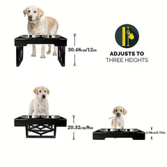 Adjustable Elevated Double Pet Bowls - Small/Medium Dogs