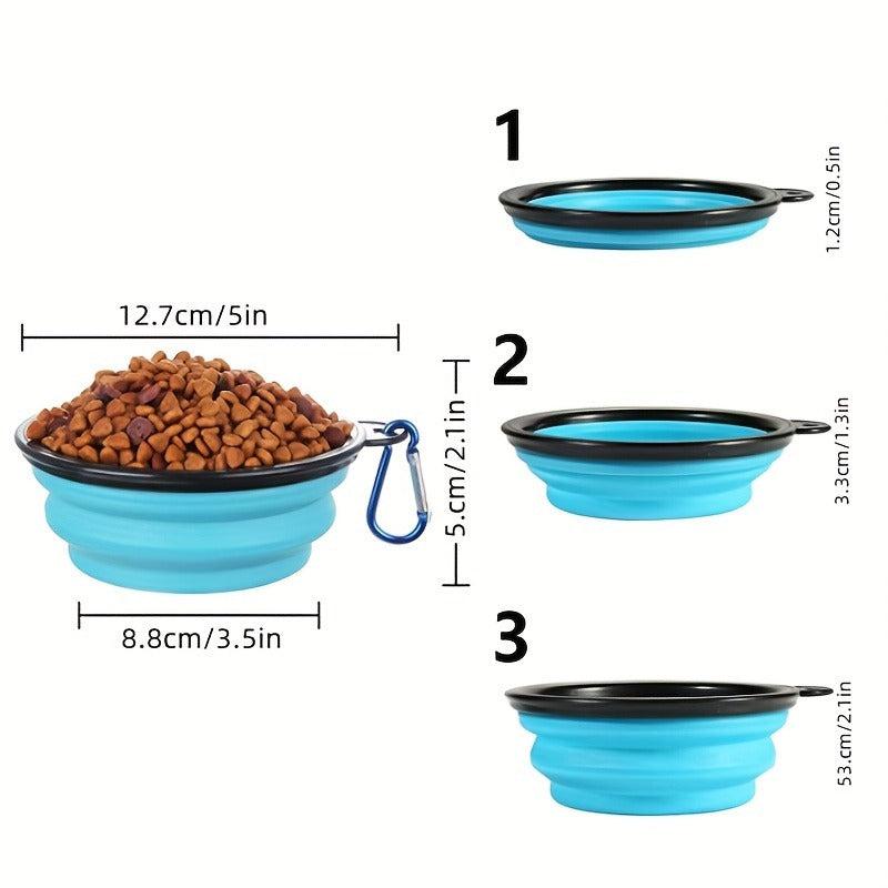 Portable Collapsible Dog Bowl with Cover - Silicone Travel Bowl with Carabiner