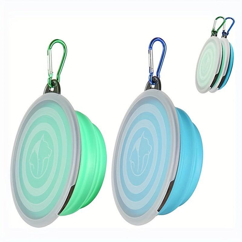 Portable Collapsible Dog Bowl with Cover - Silicone Travel Bowl with Carabiner