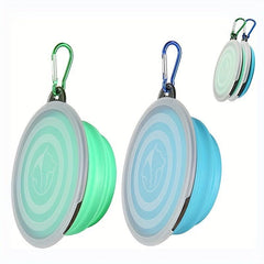 Portable Collapsible Dog Bowl with Cover - Silicone Travel Bowl with Carabiner