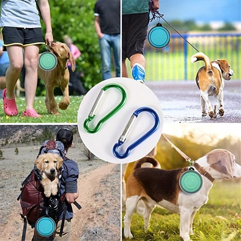 Portable Collapsible Dog Bowl with Cover - Silicone Travel Bowl with Carabiner