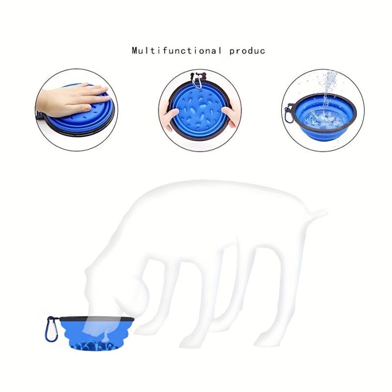 1000ml Collapsible Dog Bowl with Clip - Ideal for Outdoor Activities