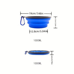 1000ml Collapsible Dog Bowl with Clip - Ideal for Outdoor Activities