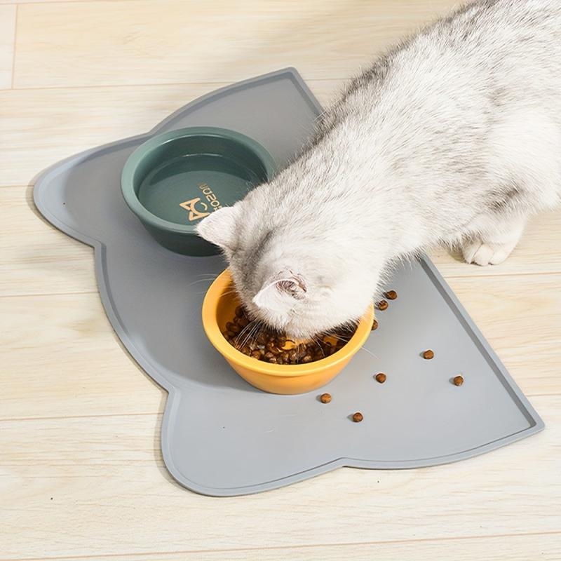 Cat Head Shaped Silicone Pet Placemat Non Slip Leak Proof Bowl Mat