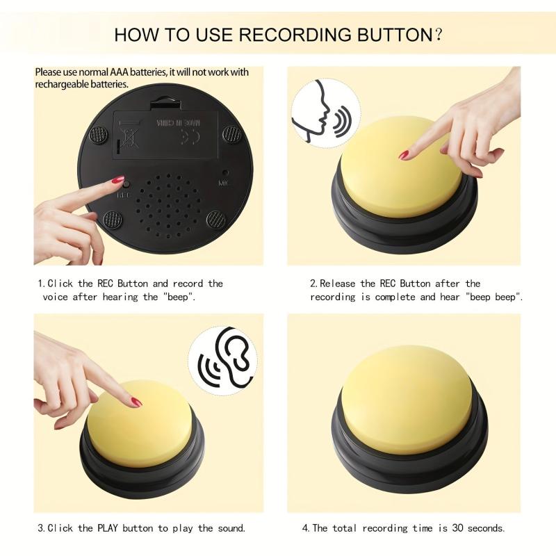 4pcs Pet Recording Button Training Buzzer Toy Supplies